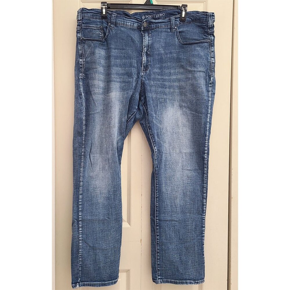 🆕️ CANADIAN BRAND Point Zero Stone Wash Straight Mens Denim Blue Jeans 46x32